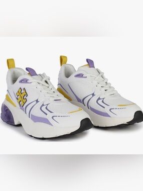 Tory Burch Good Luck Trainer Sneakers Ivory Purple Yellow Sz 10 – Worn Once